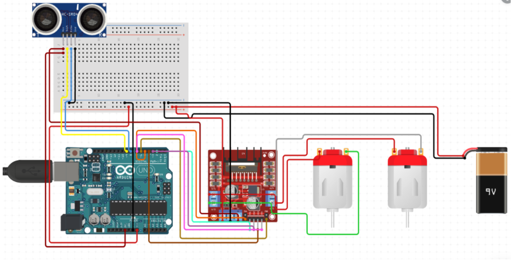 Circuit diagram of Human following robot using Arduino